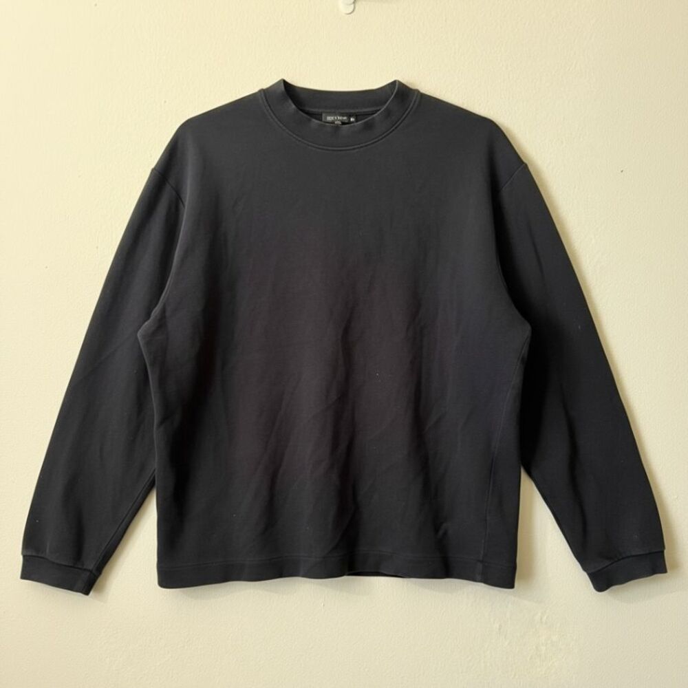 ZARA Men's Black Crewneck Sweatshirt Large 100% Cotton Pullover